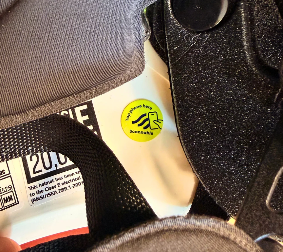 Scannable Helmet Sticker NFC Tag