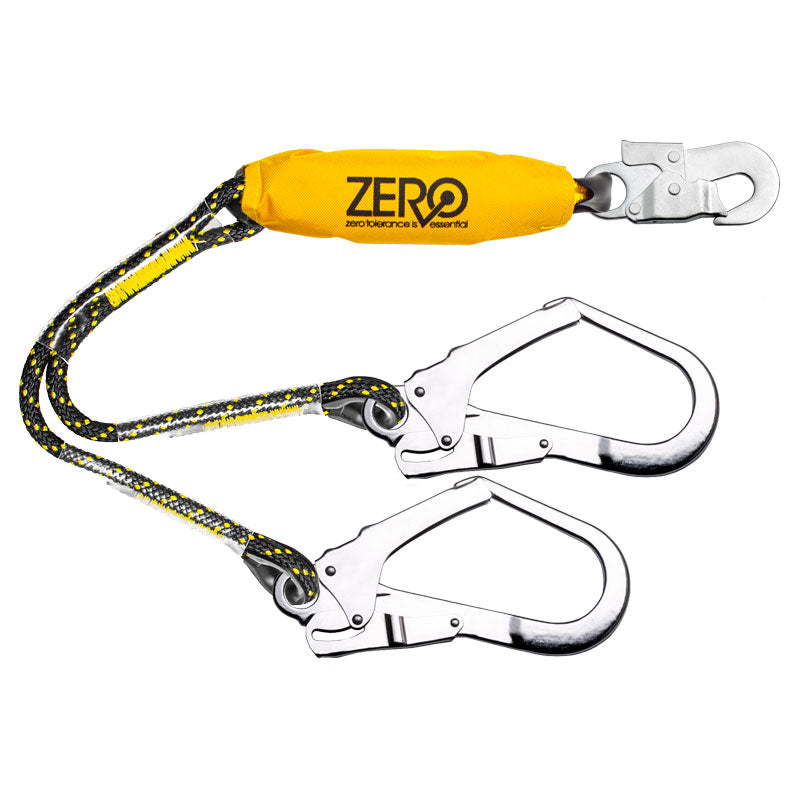 ZERO ClimbR - Double Rope Lanyard with Snaphook & Scaffhooks (0.9m)