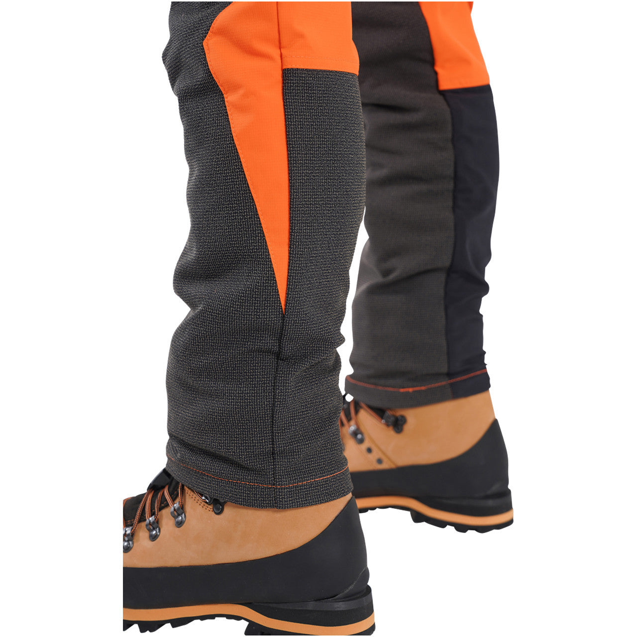 Clogger Zero Gen2 Light and Cool Men's Chainsaw Pants- Hi Vis Orange - Front + 360 Calf Protection.