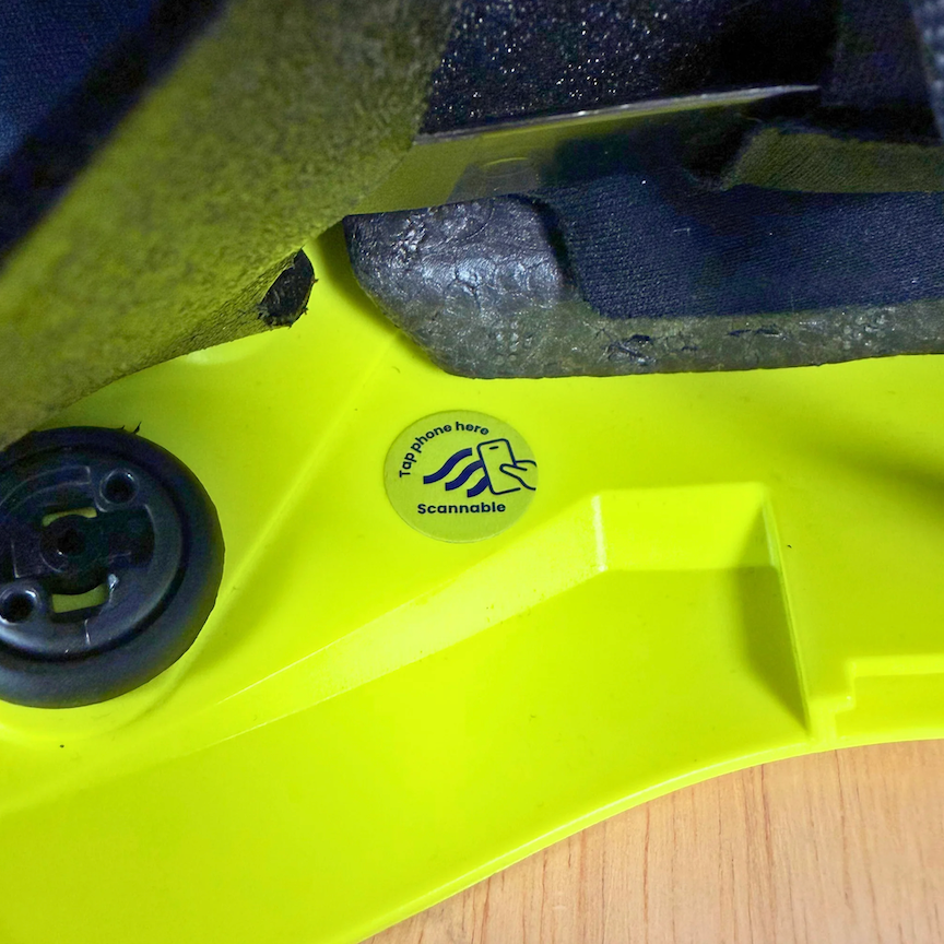 Scannable Helmet Sticker NFC Tag