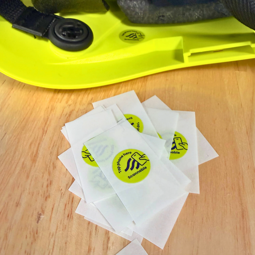 Scannable Helmet Sticker NFC Tag