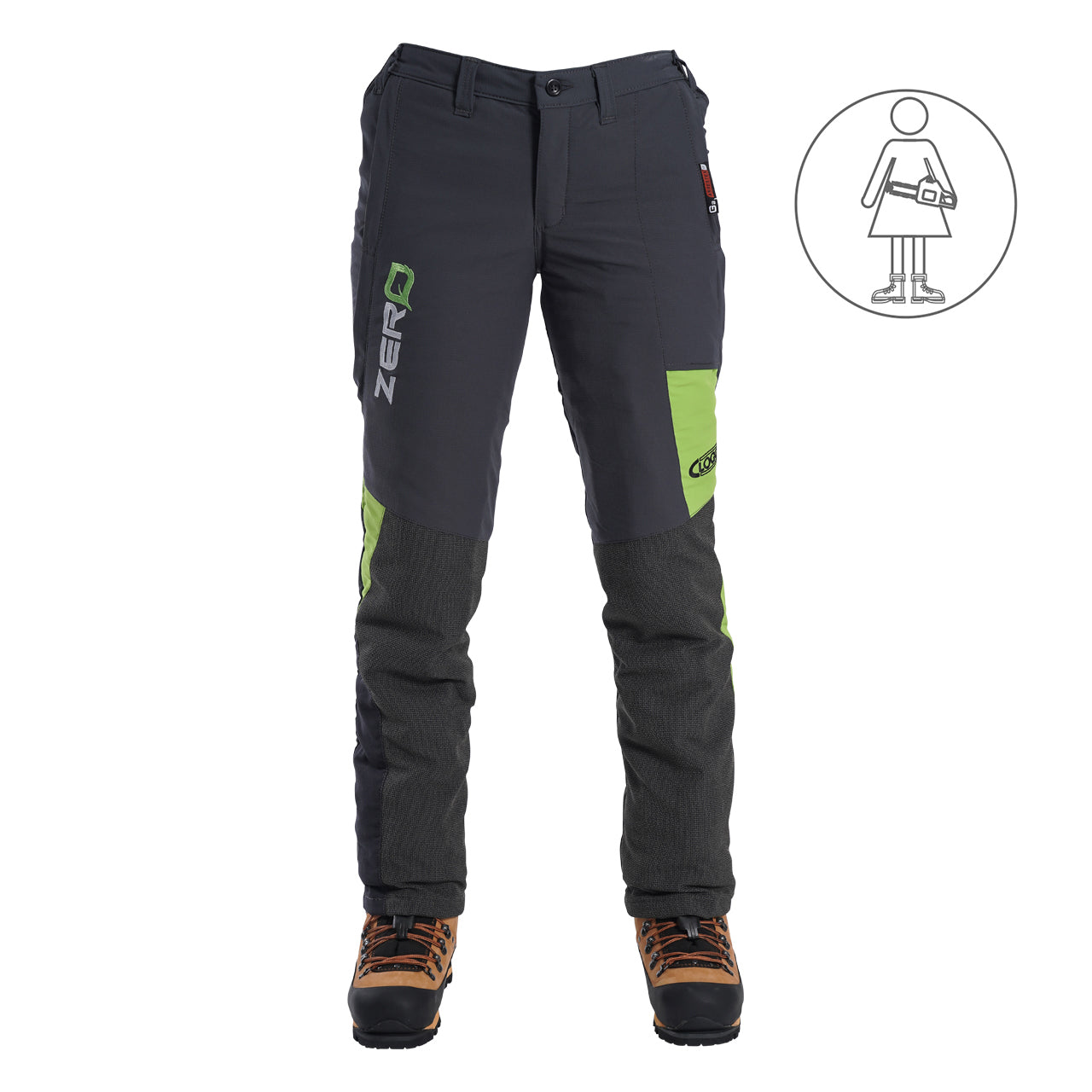 Clogger Zero Gen2 Light and Cool Women's Chainsaw Trousers - Grey/Green