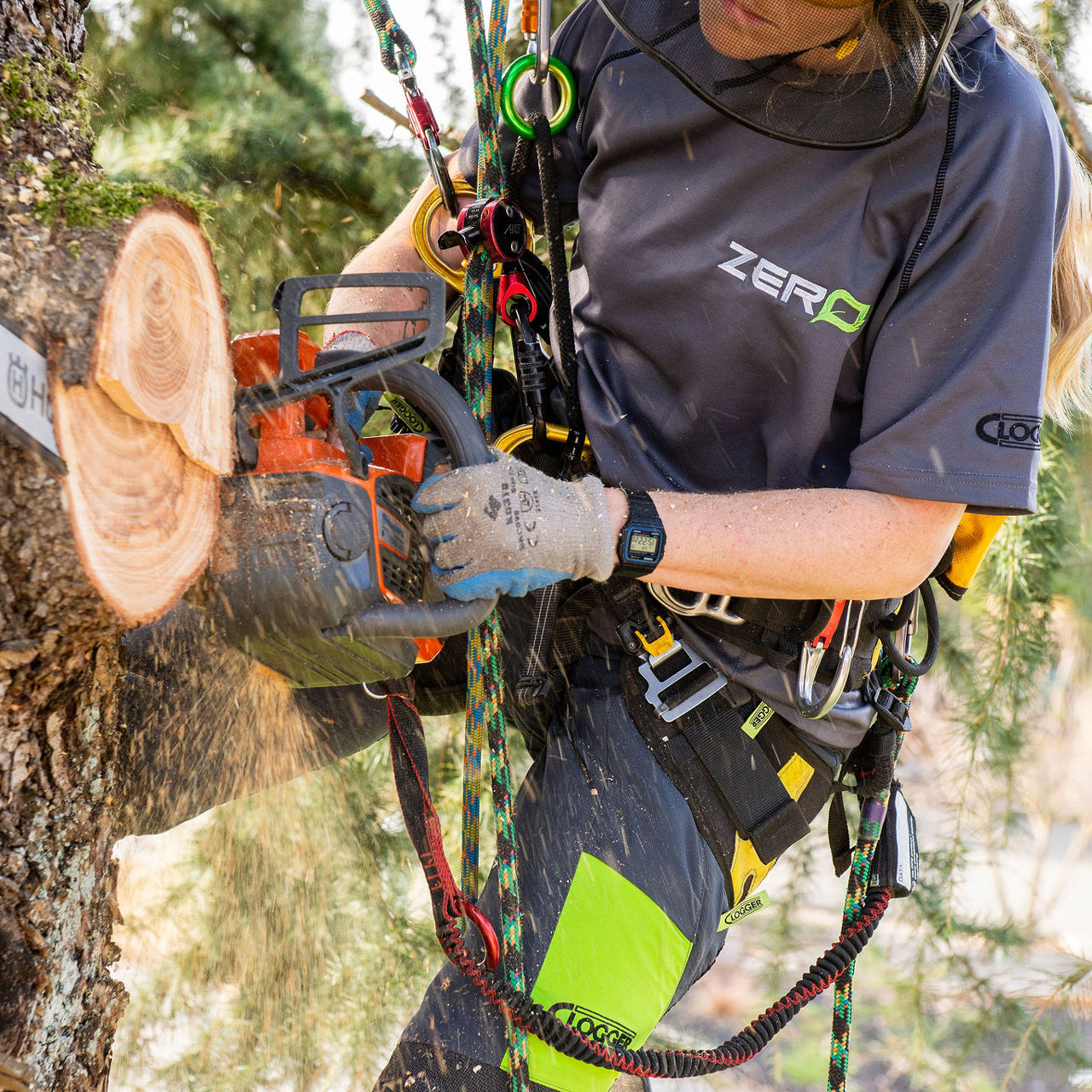 Clogger Zero Gen2 Light and Cool Women's Chainsaw Trousers - Grey/Green